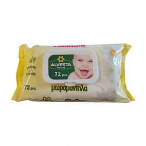 Alvesta Wet Wipes 0% alcohol (Μωρομάντηλα χωρίς αλκοόλ) 72τεμ.